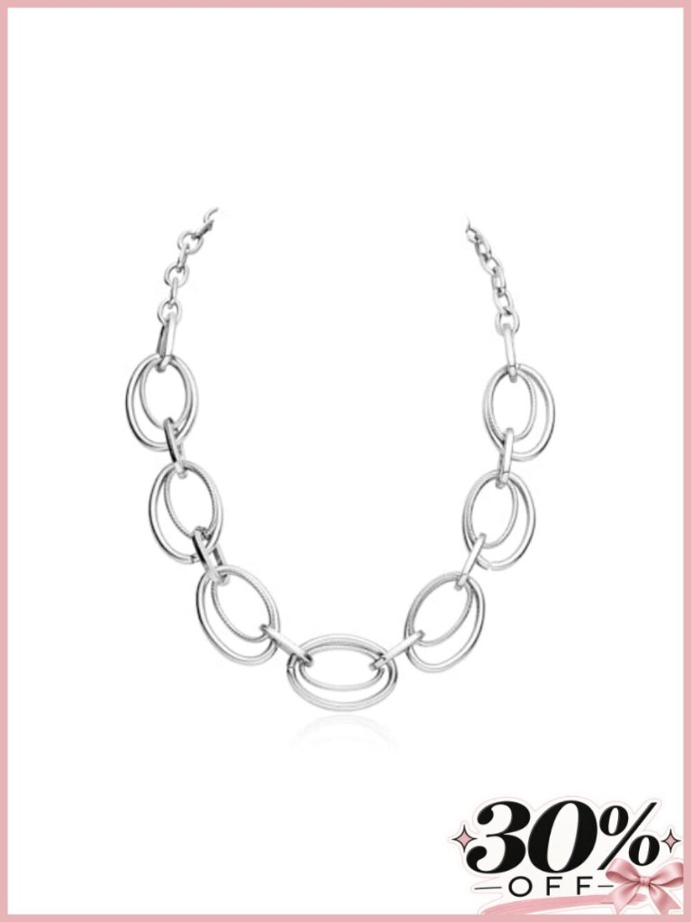 Silver Plated Chunky Link Choker Necklace for Women
